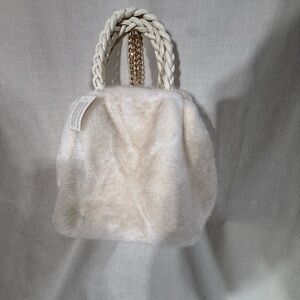 Elegant Cream Faux Fur Fluffy Fuzzy Women's Bag